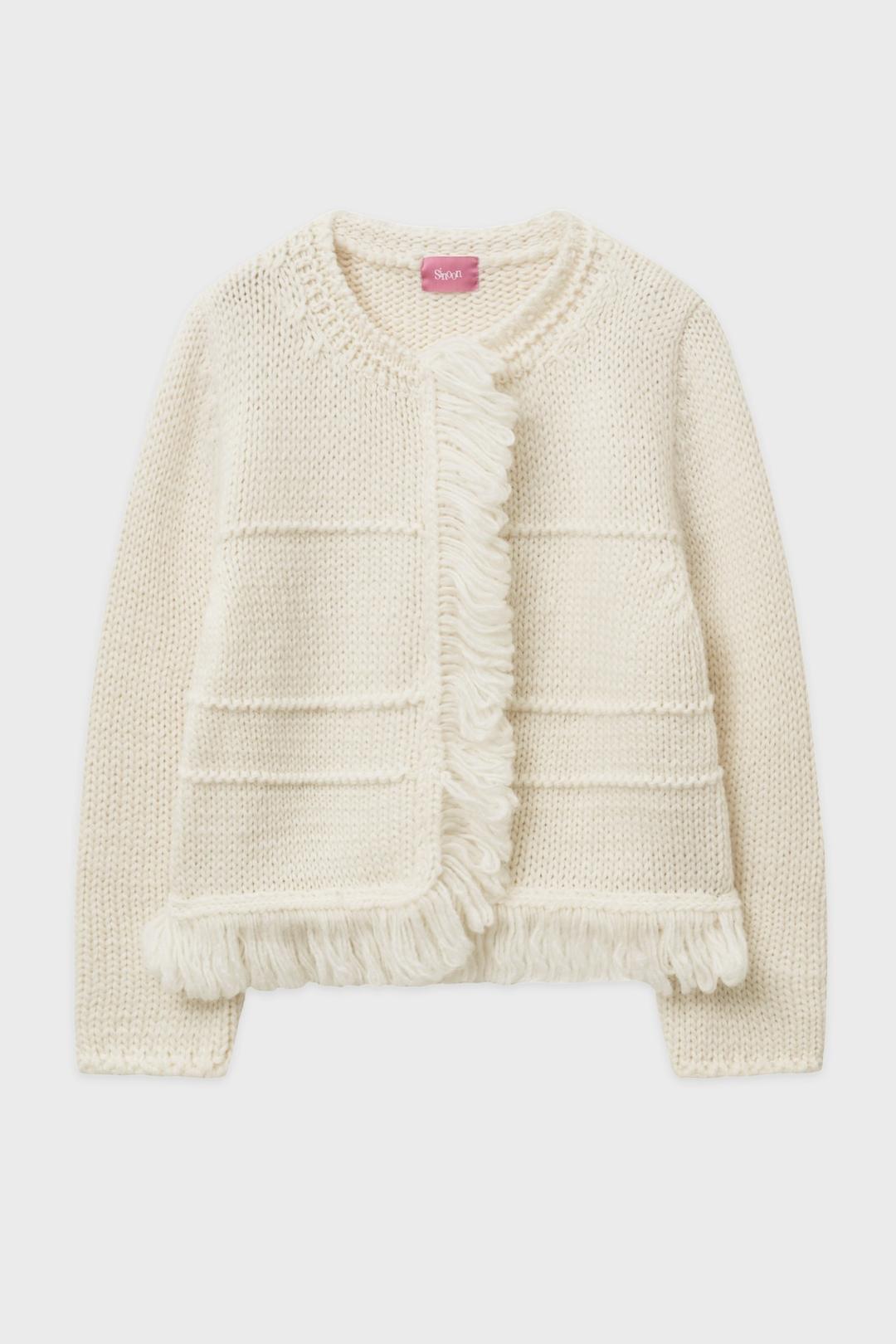 Fringe Flow Knit Cardigan (Ivory)