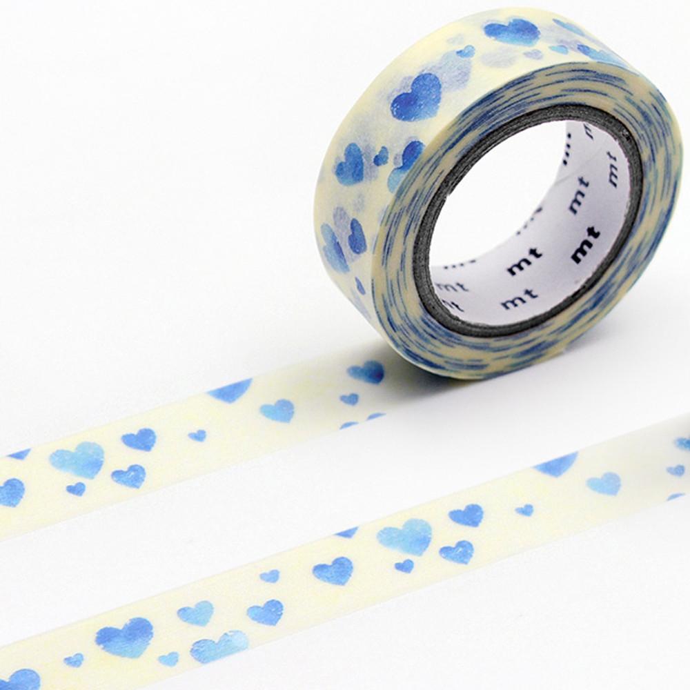 mt 마스킹테이프 [하트 스탬프 블루] 15mm mt마테
