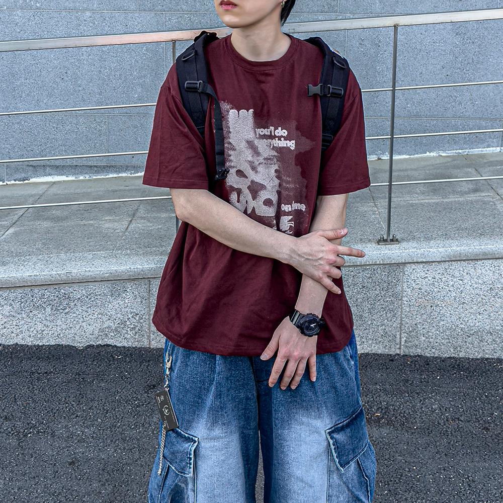 온타임 나염 프린팅 반팔티