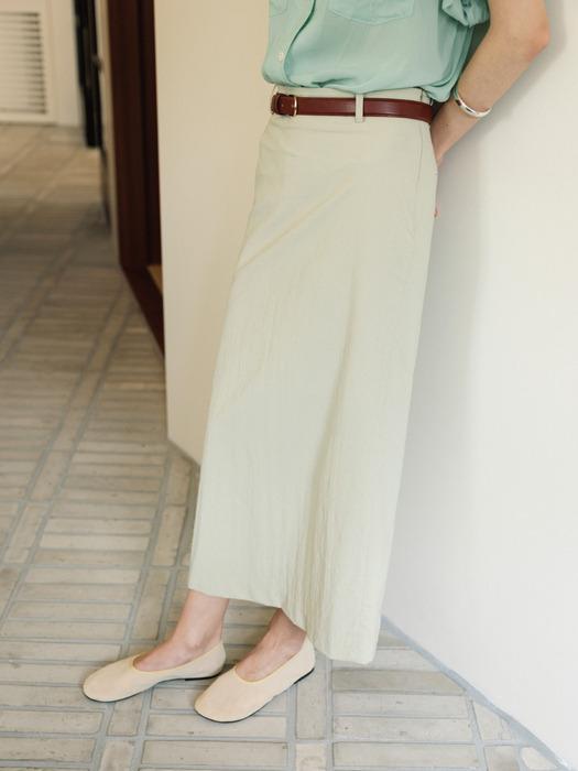 Back Slit Long Skirt(Green)
