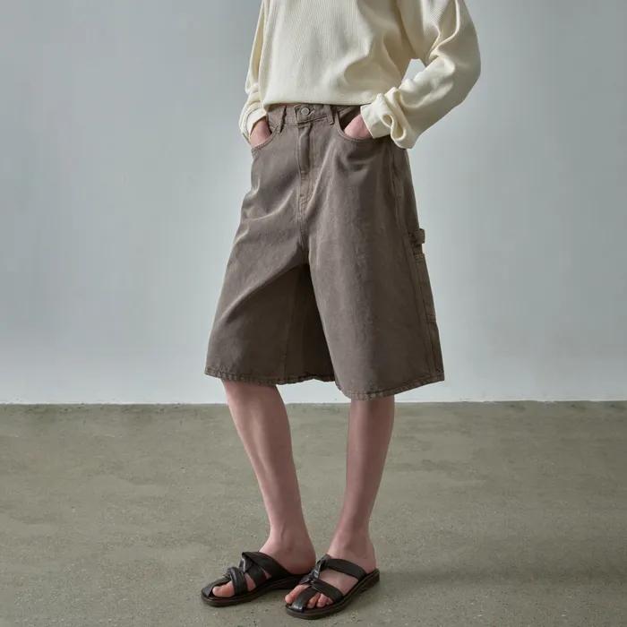 와이드 버뮤다 워크 팬츠_vintage brown
