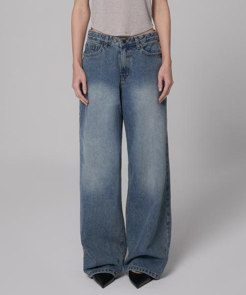 9450 투버튼 딥블루 와이드 데님팬츠 9color