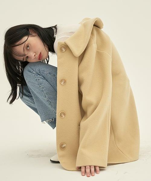 WOOL HALF COAT - YELLOW