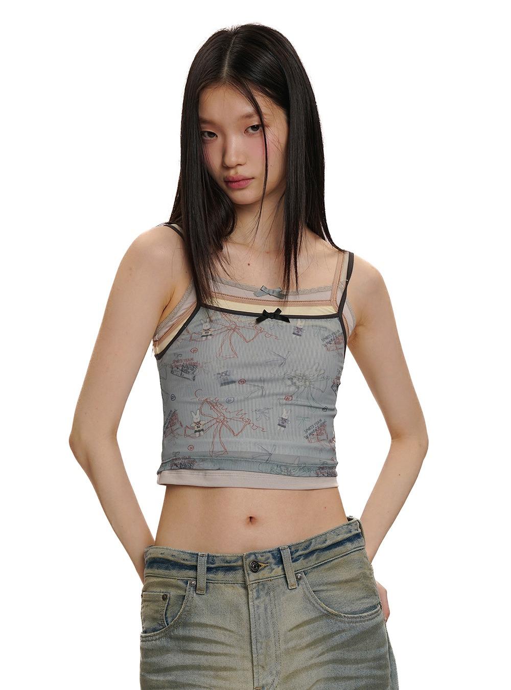 Fake Layered Rabbit Sleeveless