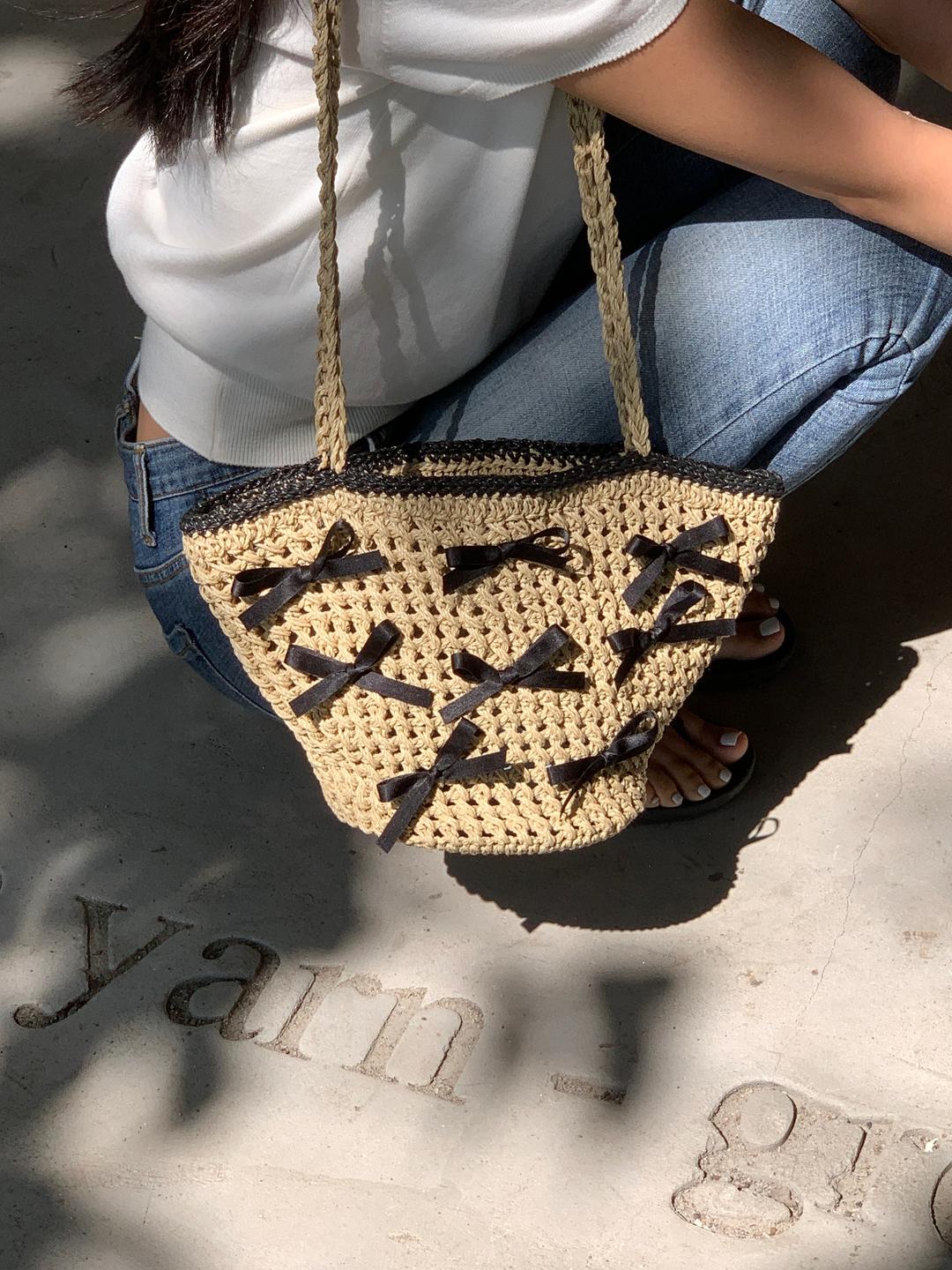 Rattan Ribbon Marche Bag