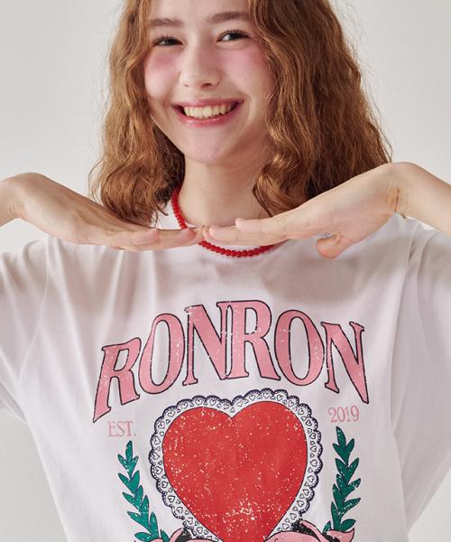 론론(RONRON)  RONRON HEART LAUREL OVER FIT T SHIRT WHITE - 사이즈 & 후기 | 무신사