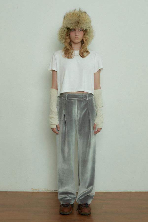 [11/28 예약배송] VELVET LOW WIDE PANTS_SILVER