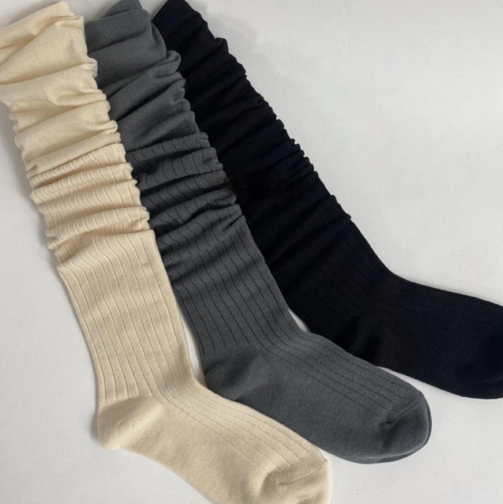 [당일] LSM 믹스 하이 삭스 3color 시스루 골지 니삭스 주름 레그워머
