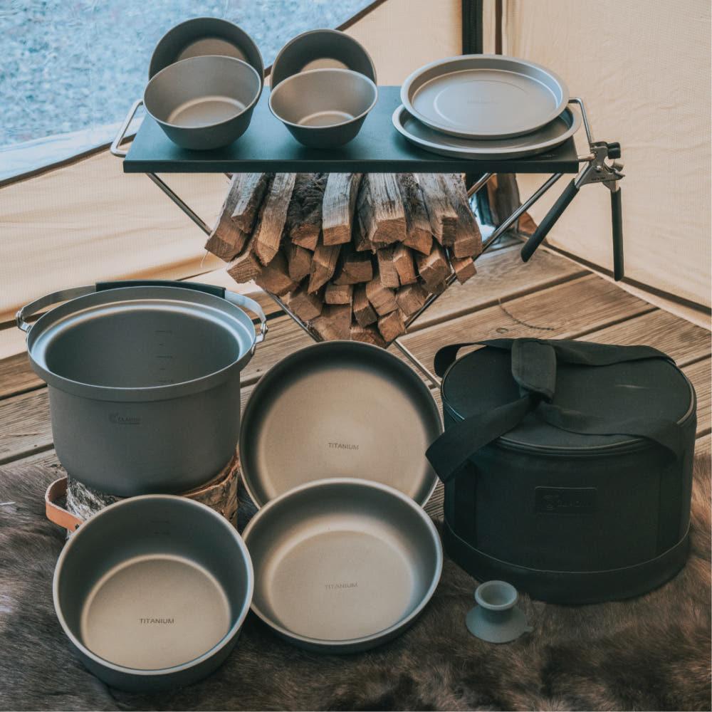 [예약구매] 클래딘 리얼 티타늄 캠핑 코펠 V2 통3중 티타늄 코펠 세트 13p