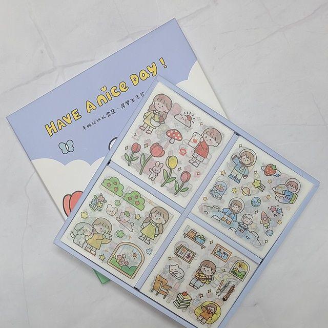 나이스데이 100장 스티커박스 다꾸 종이 귀여운 플래너 다이어리 꾸미기 씰스티커