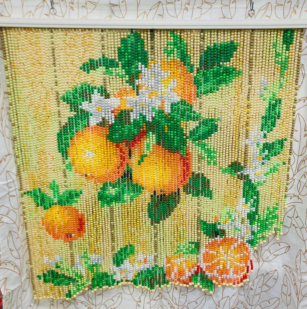 레트로 일본 오렌지 구슬발 비즈발