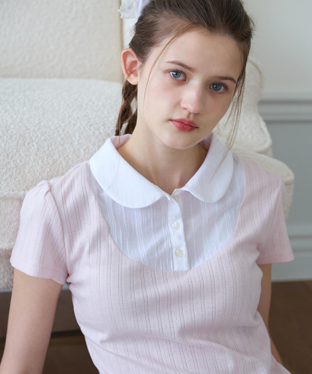 Beshua Layered Collar Top ( Pink )