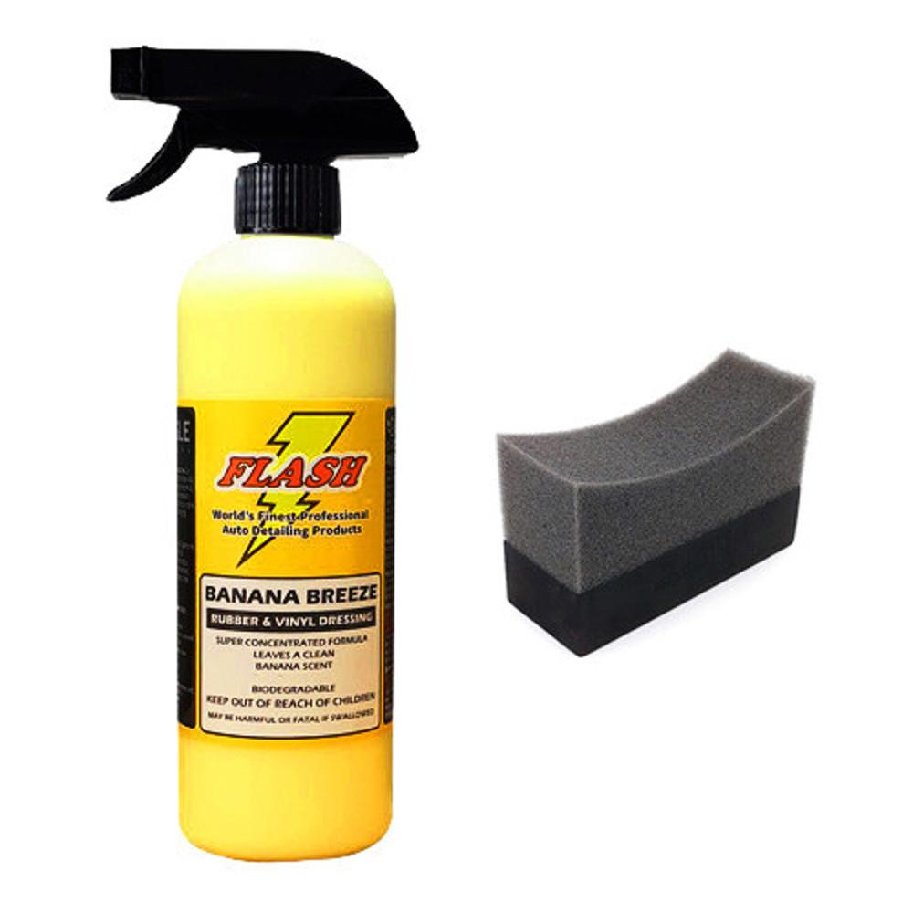 플래시왁스 바나나브리즈 타이어 광택제 비닐 고무 드레싱 500ml+오토워시 타이어어플