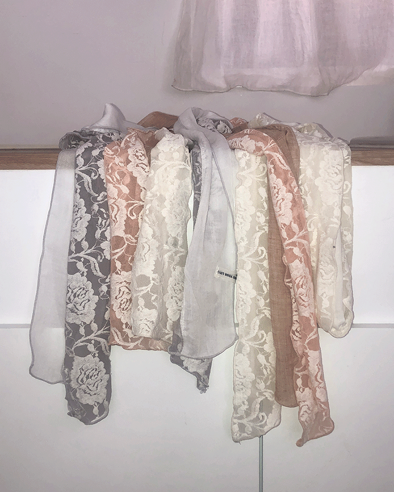 원더원더 [포인트템💘] 쥬론 로즈 시스루 레이스 스카프