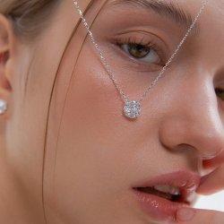 에센스 실버(W) 모이사나이트 플로렛 목걸이 HL4N5A441W9450