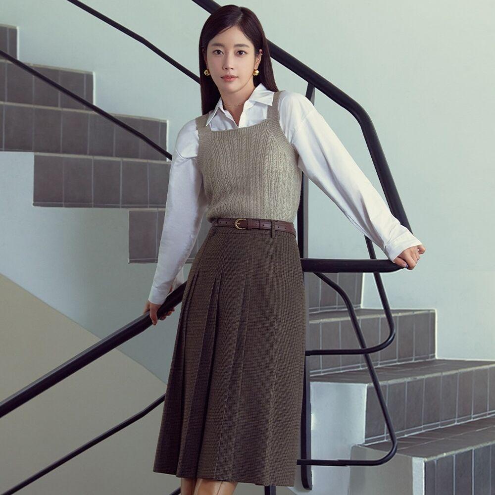 셀렙샵 에디션 23FW 울 체크 플리츠 스커트