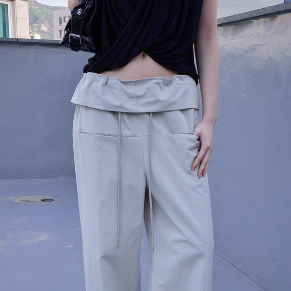 Folded String Pants (Light Gray)