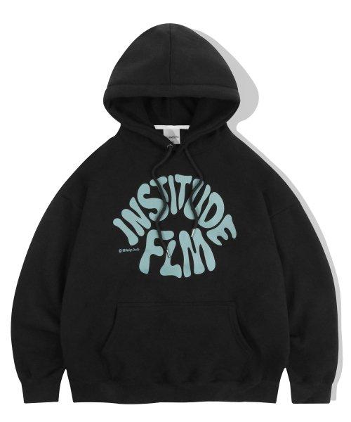 오버핏 그래피티 로고 후디-블랙