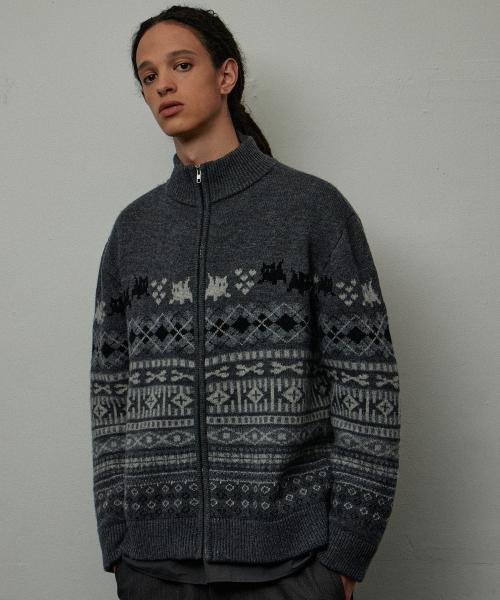 르아브(LEARVE)  ME-OW 페어아이슬 집업 가디건 차콜 - 사이즈 & 후기 | 무신사