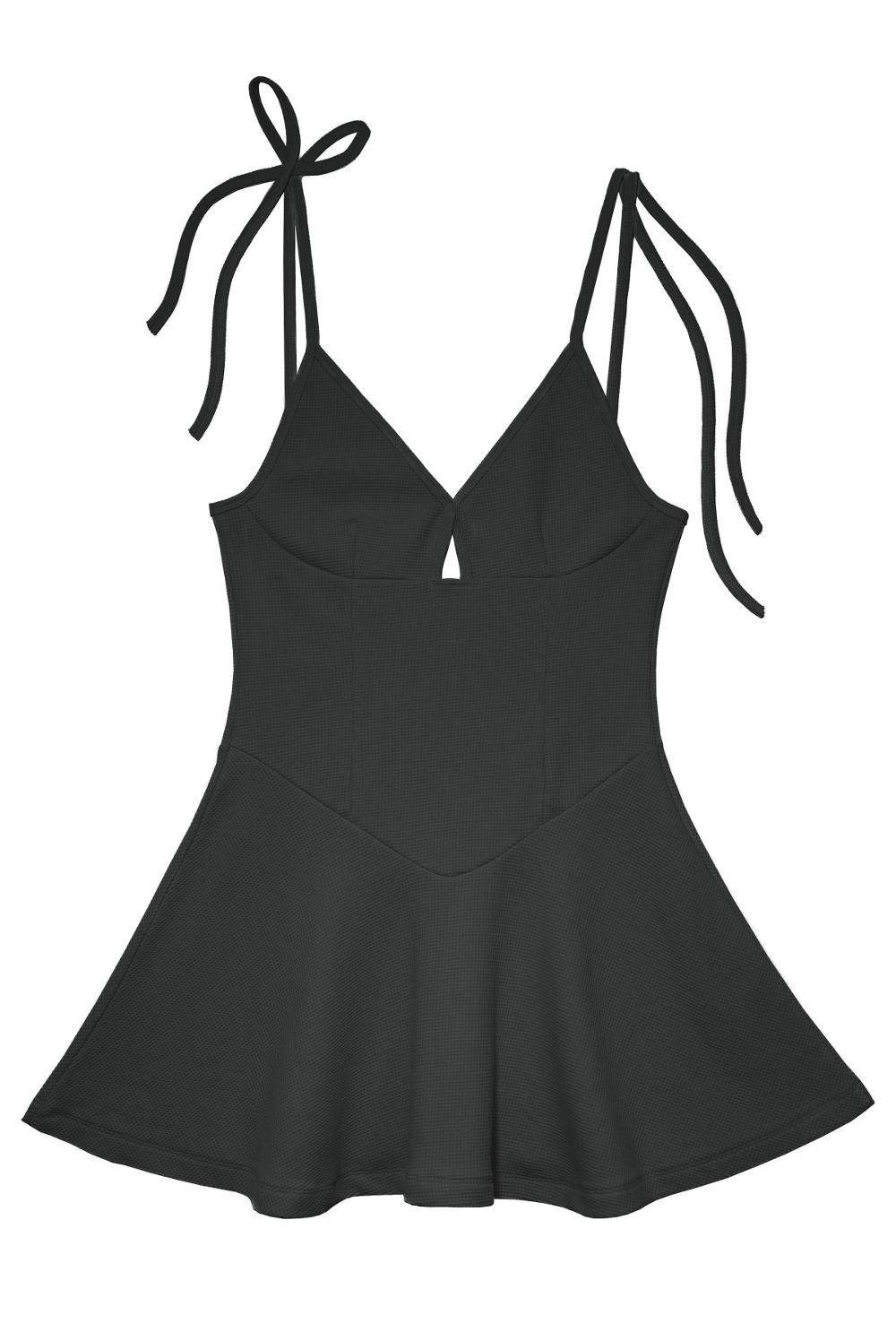Waffle Jersey Slip Dress_BLACK