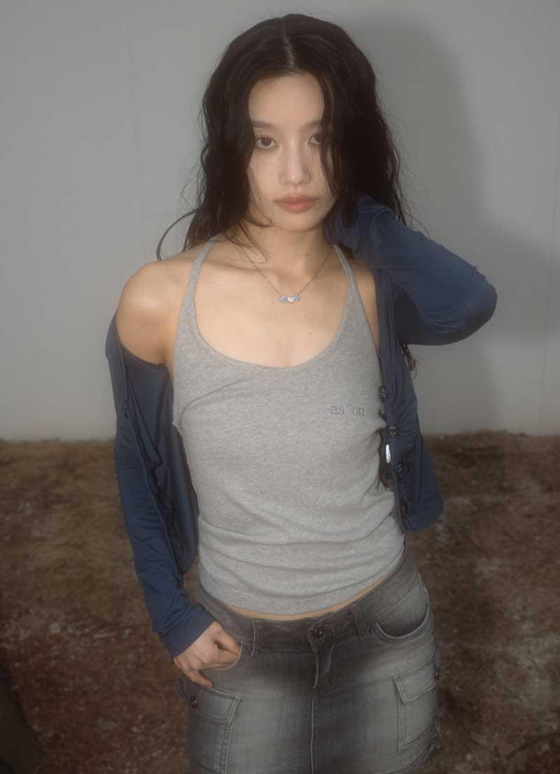 HATTIE HALTER NECK SLEEVELESS / GRAY