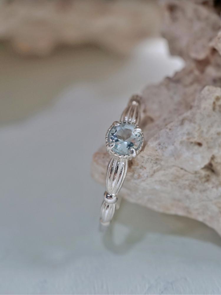 925silver  최상급 아쿠아마린 엔틱반지