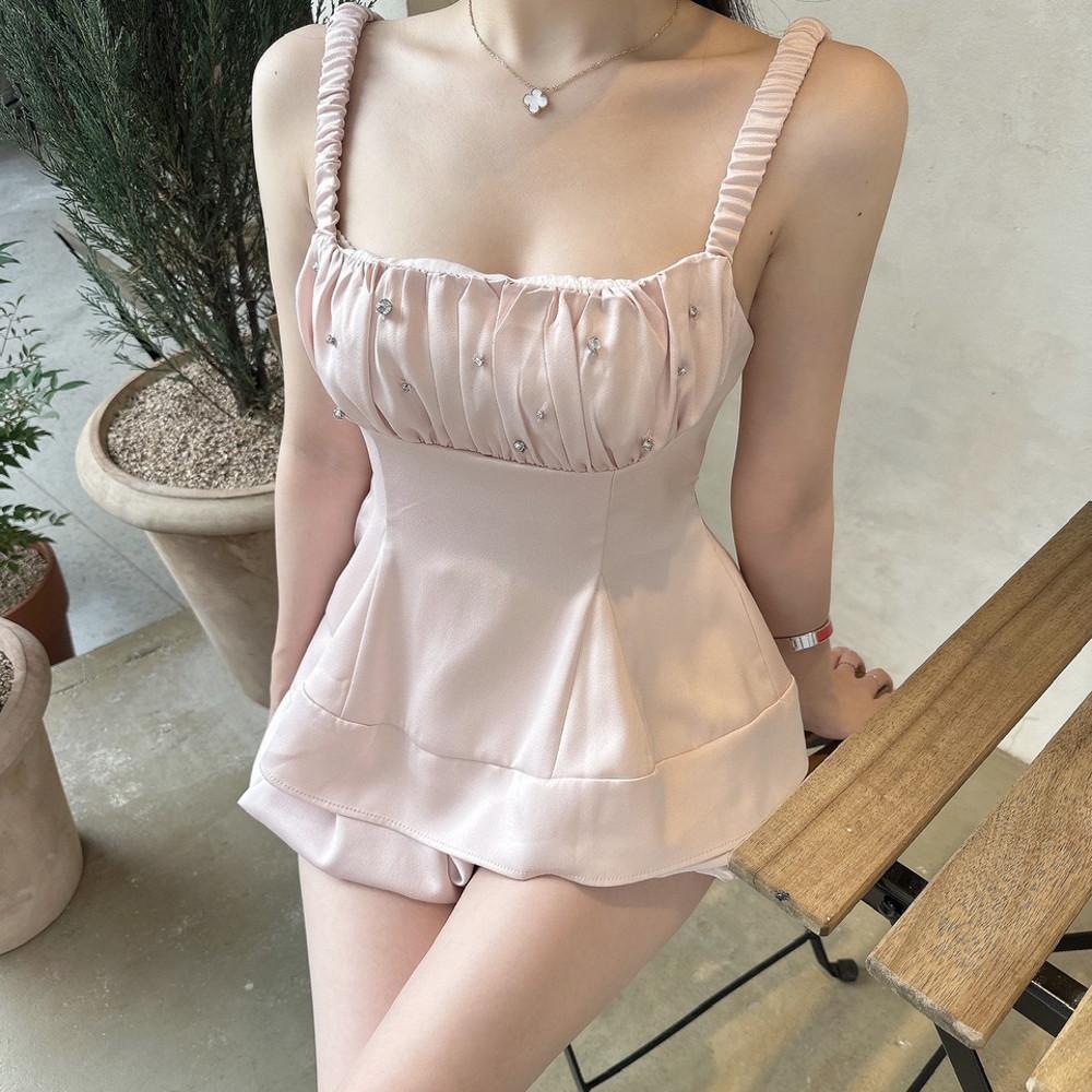 [수입] 미우 새틴 셔링탑 펌킨 set