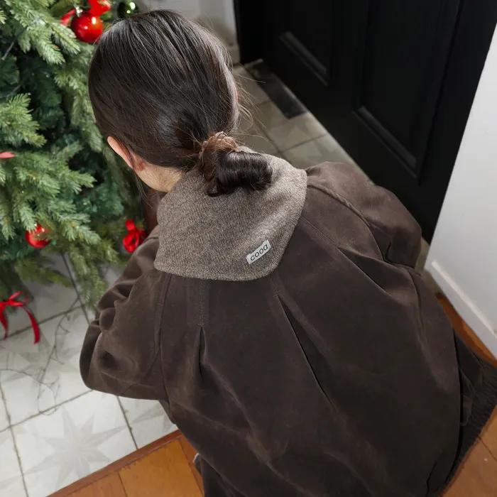 TRIANGLE WOOL SCARF_BROWN
