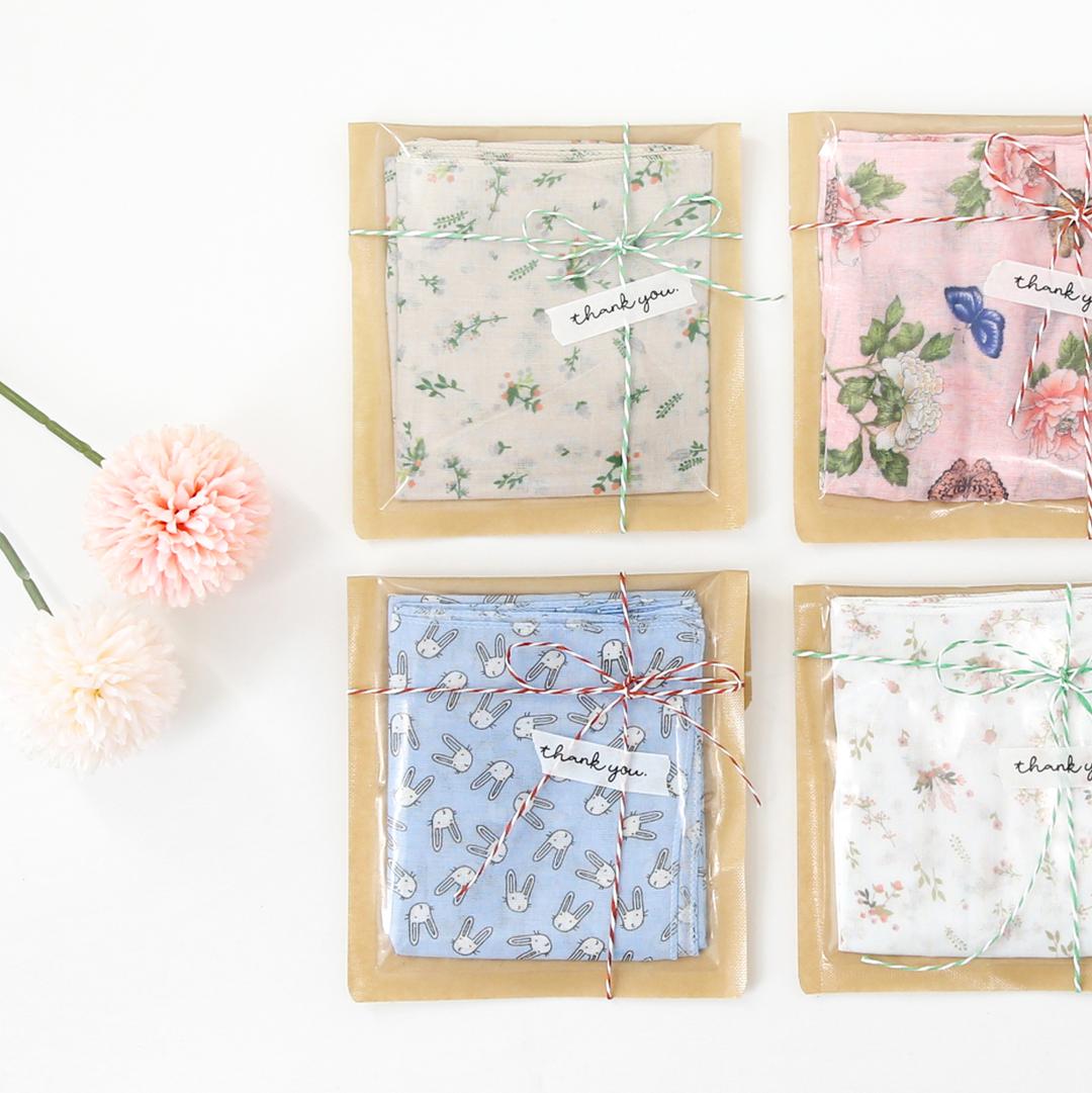 [선물포장/국내제작] 아사 면 손수건 70종 국산 여성 가제 에티켓 큰 반다나 빅 사이즈 린넨 캐릭터 답례품 큰