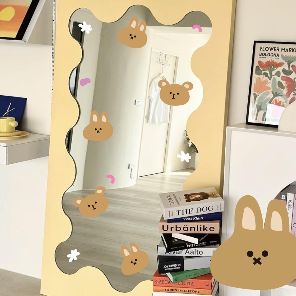 [ver3] 곰돌이 강아지 고양이 동물 베이커리 유리 스티커 시트지 셀프 데코 거울 카페