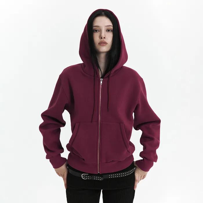 C VELVET LOGO FLEECE ZIP-UP HOODIE_PURPLE