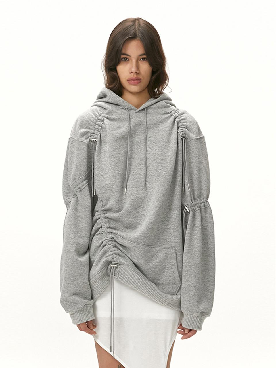 스트링 울 후디드 스웨트셔츠 (그레이) | 루앱