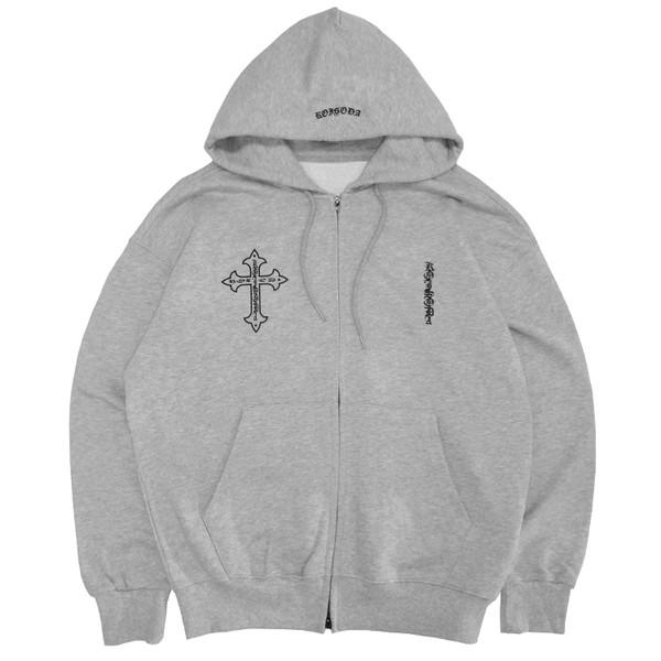 Koi Cross Zip Hoodie (melange grey)