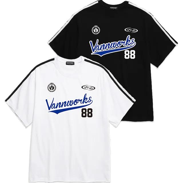 [당일발송/오버핏] 소매 테잎 테일 로고 유니폼 오버핏 반팔 티셔츠 (VS0054)