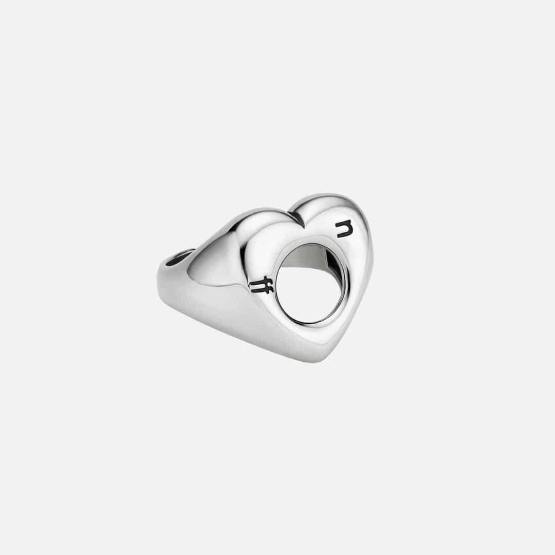 [silver925] heart void ring-black silver