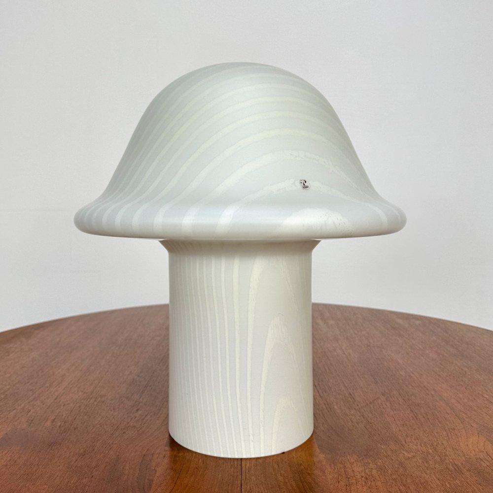 Large Vintage Mushroom Zebra Glass Table Lamp by Peill & Putzler, 1970s