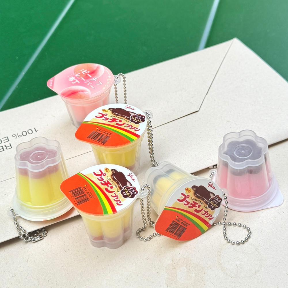 일본 말랑 푸딩키링 2종 백참 복숭아 커스타드크림 키링 스트랩 일본가챠