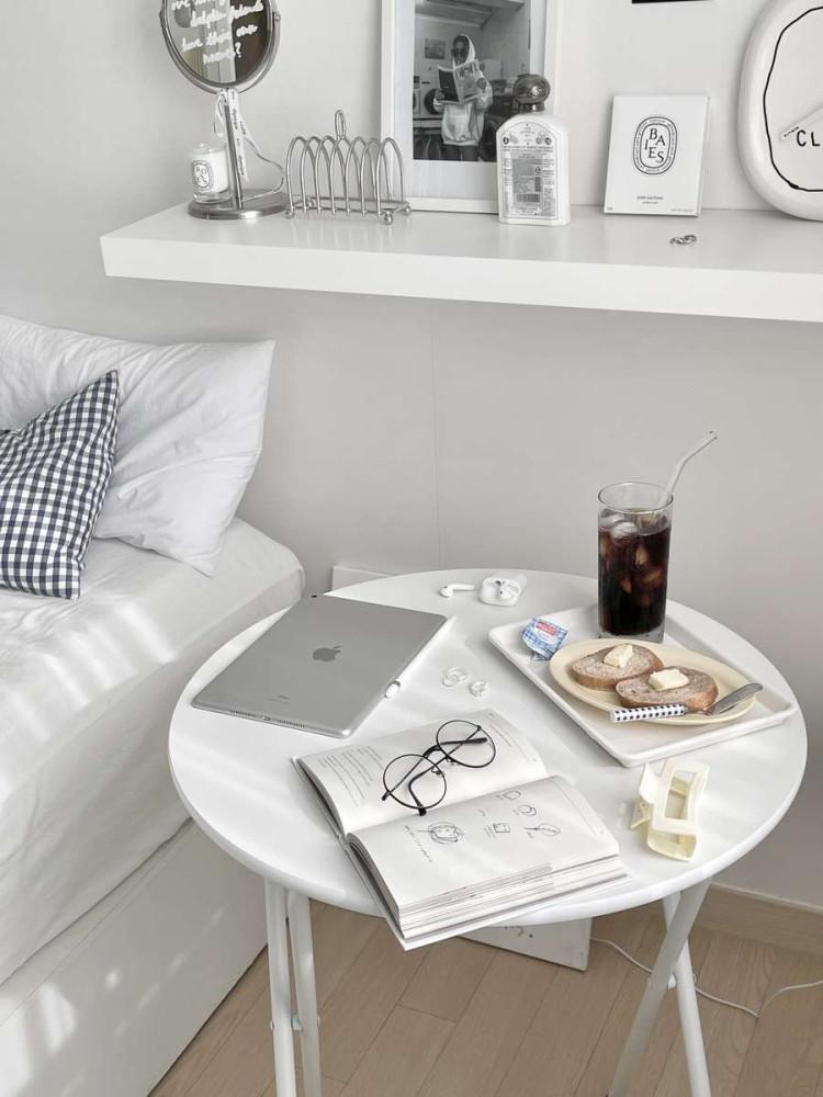 접이식 원형 노트북 폴딩 간이 다용도 식탁 책상 원룸 테이블 탁자 보조 라운드