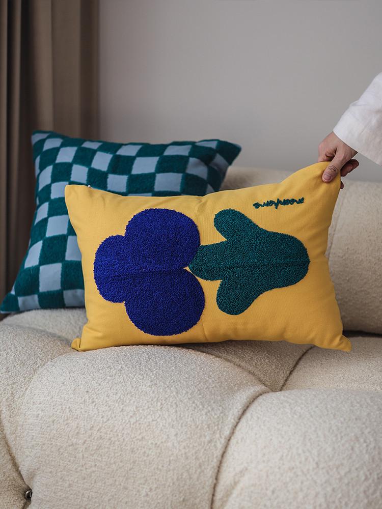 LESIS 그리너리 블루 플라워 소파 쿠션 (2type)