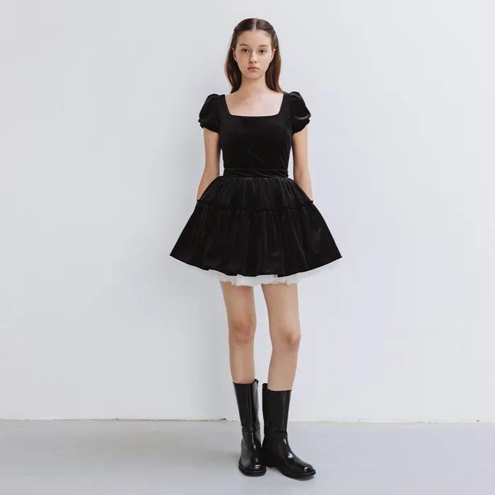 BLACK SWAN VELVET DRESS_TT5W602BK