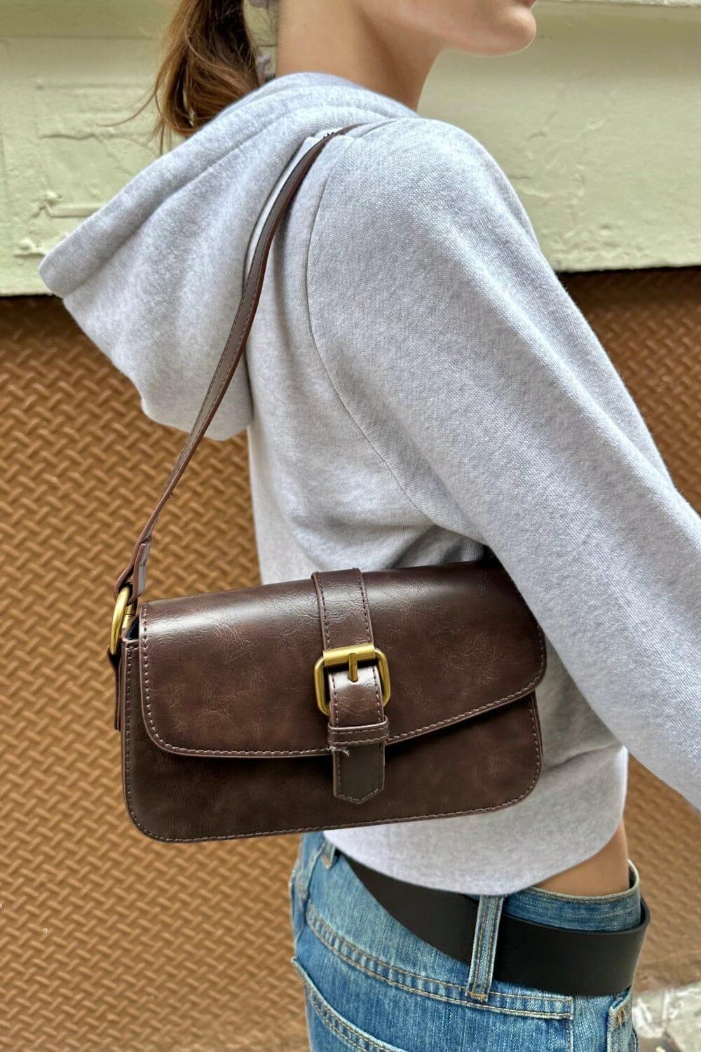 Brown Buckle Shoulder Bag - Brown