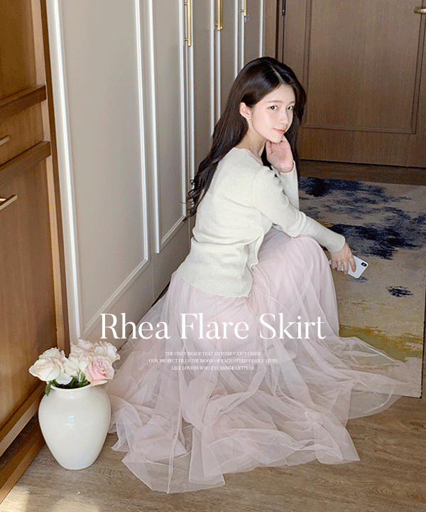 퍼빗 [봄🌸/발레코어🩰]레아 쉬폰 플레어 샤 스커트 - 3color