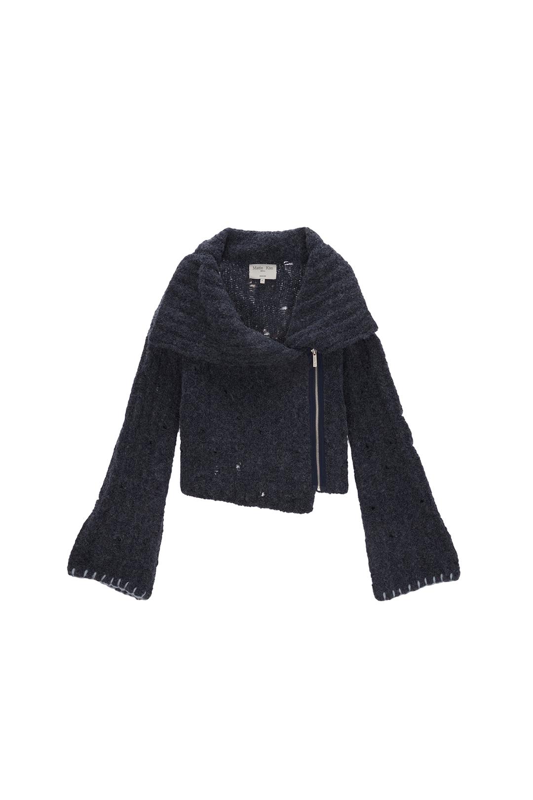 TWO WAY KNIT CARDIGAN JACKET IN BLUE