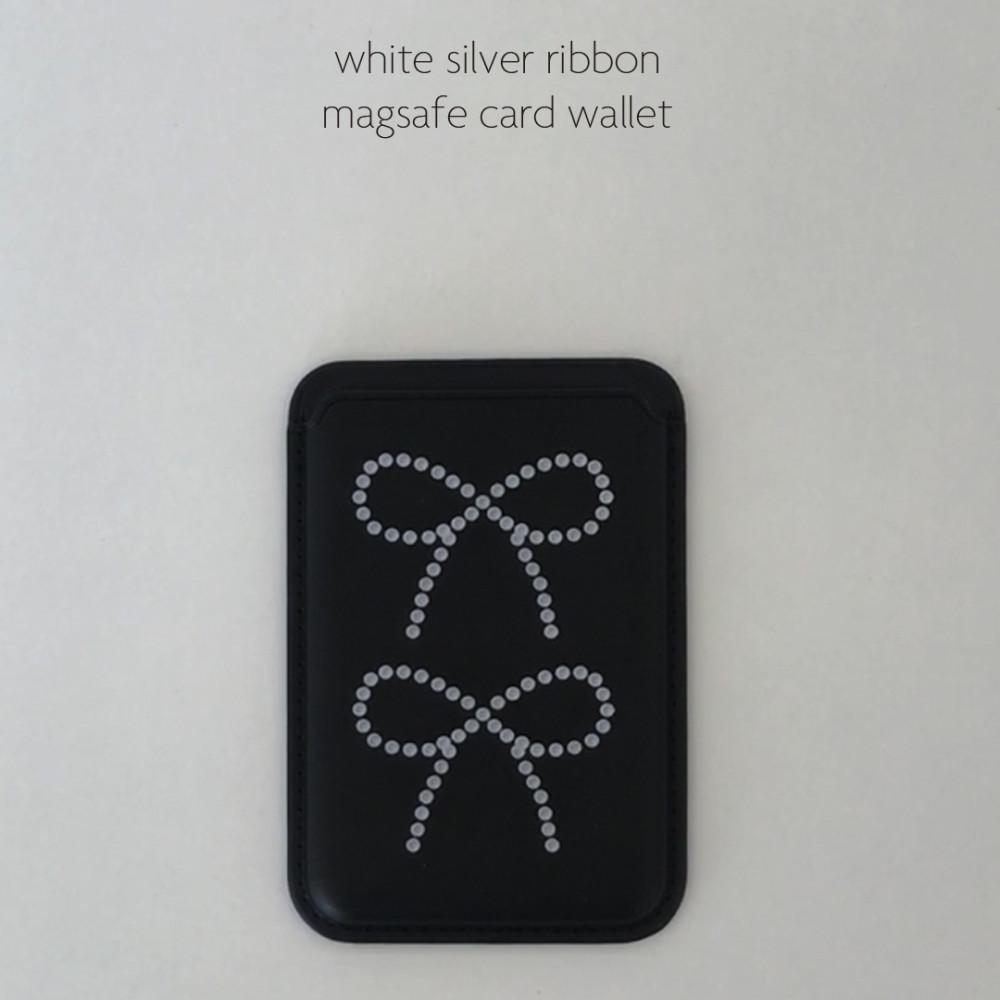낫띵크 화이트실버 리본 맥세이프 카드지갑
