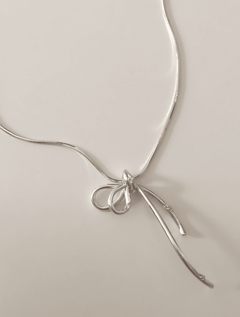 knot ribbon necklace (silver925)
