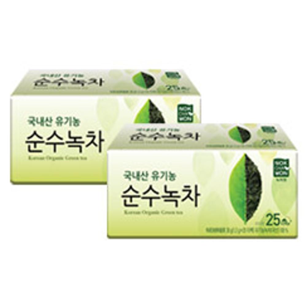 [녹차원] 1+1 국내산 깨끗한 유기농 순수녹차 티백 1.2g x 25개입