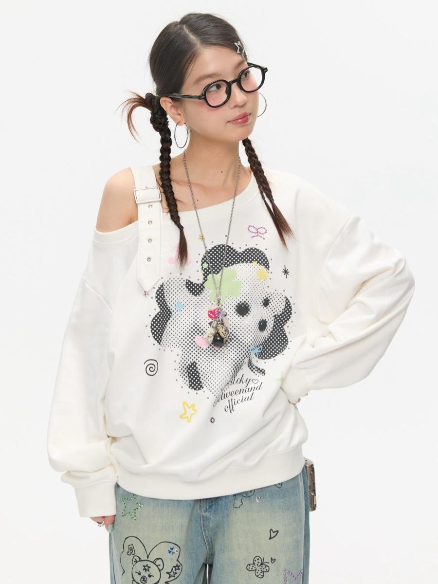 BETWEENAND Clover Puppy Buckle Sweatshirt
