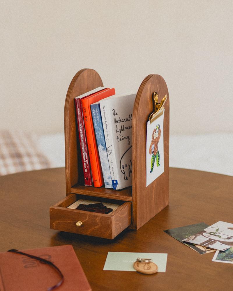 북 스토리지 (원목 미니 책상 책꽂이)