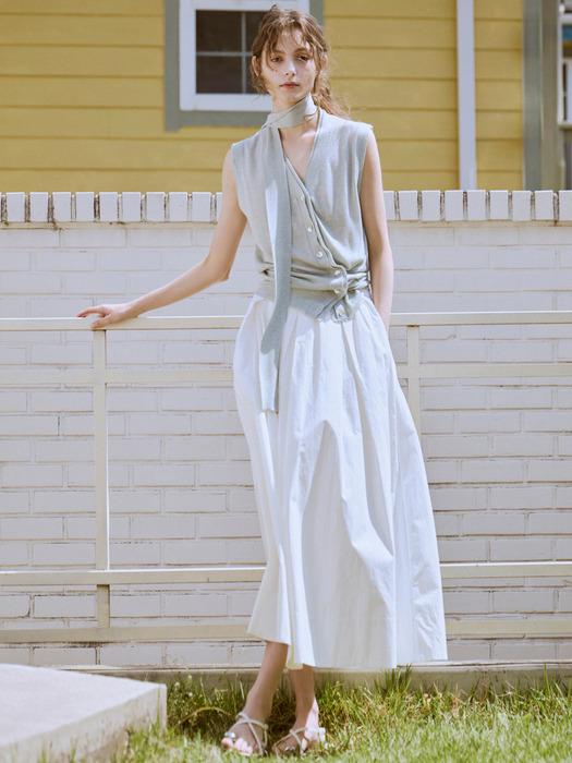 Pleats maxi banding skirt