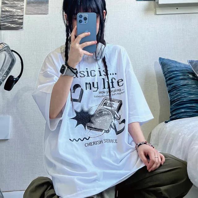 CHERISH MUSIC LIFE 오버핏 반팔티